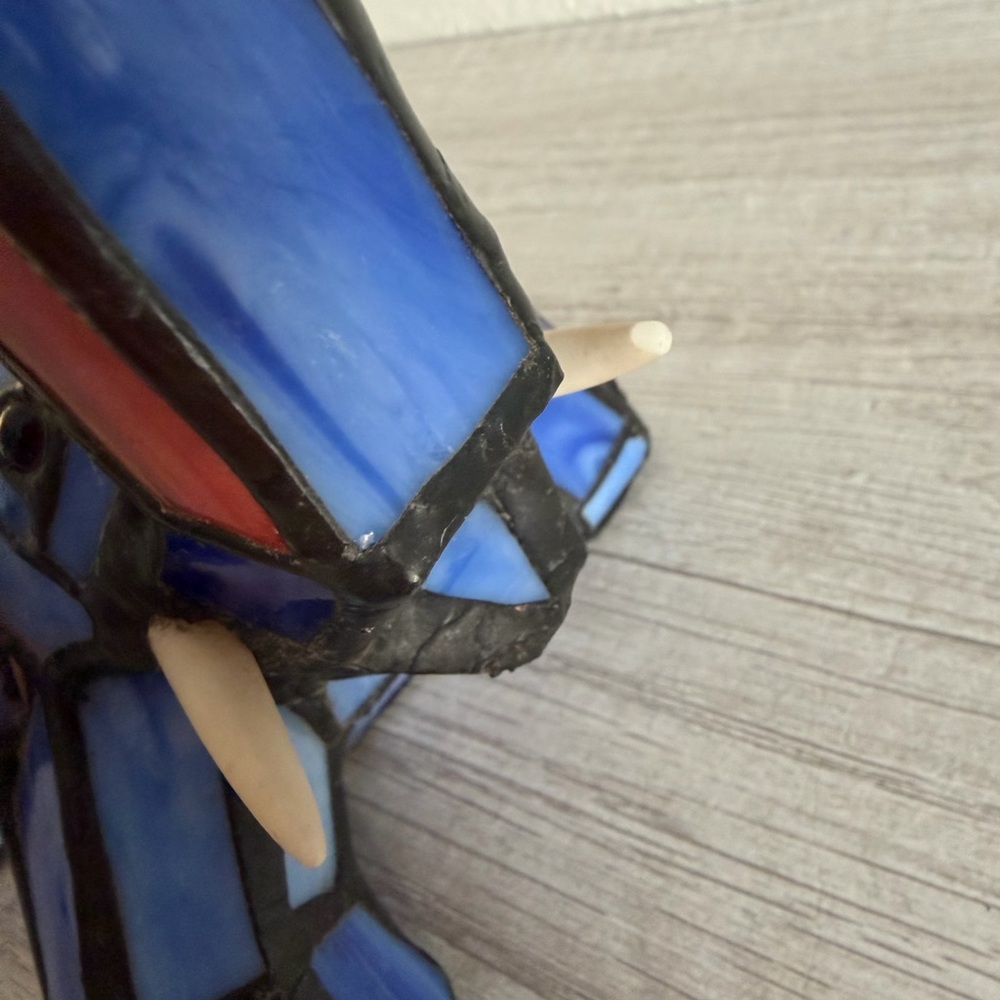 Vintage Elephant Table Lamp Tiffany Style Stained Glass Blue Desk Night Light - Picture 16 of 16
